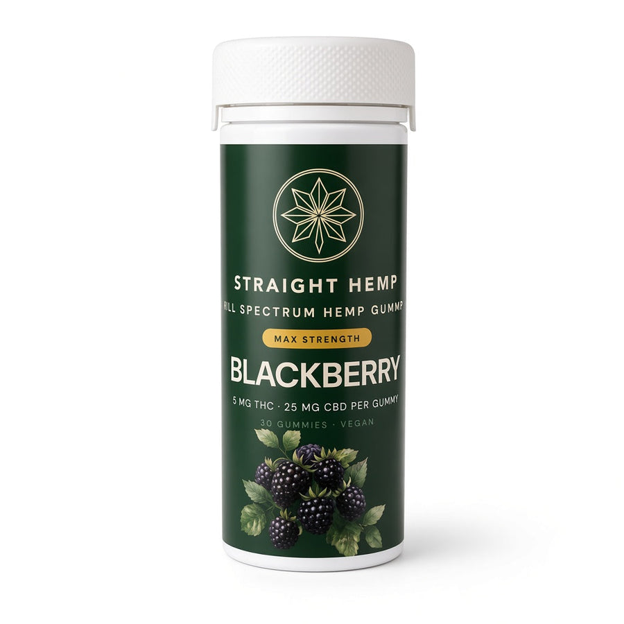 Straight Hemp Max Full-Spectrum Delta-9 Blackberry Gummies, 30 count jar